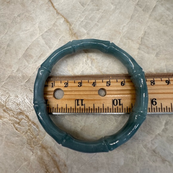 🌊Bluewater Jadeite Jade Bangle Hand-carved Bamboo Guatemalan Grade A - Picture 6 of 12